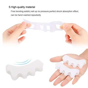 1 Pair Gel Toe Separator Toe Stretcher - RAGZAN Hammer Toe & Bunion Corrector for Men and Women, Correct Your Toes Naturally - White