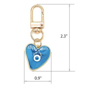Jasimkiss Evil Eye Keychains Sweat-heart Keychains Protection Charm for Women Men Car Key Ring Bag Purse Accessories (Blue)