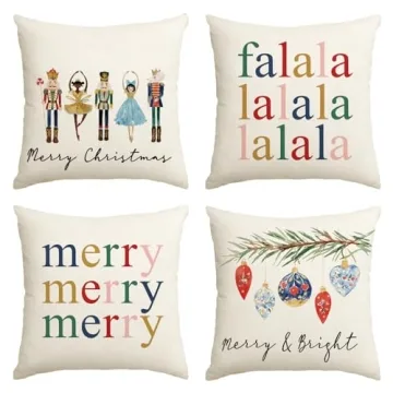 AVOIN colorlife Merry Christmas Nutcracker Throw Pillow Covers, 16 x 16 Inch Winter Holiday Party Cu...