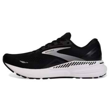 Brooks Women’s Adrenaline GTS 23 Supportive Running Shoe - Black/White/Silver - 7 Medium