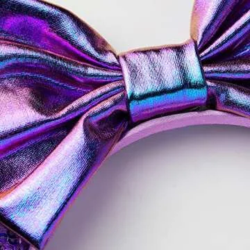 Foeran Mouse Ears Headbands Shiny Bows Mouse Ears Glitter Party Princess Decoration Cosplay Costume for Girls Women (Purple-1)