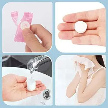 Simfree 100PCS Compressed Towel,Disposable Face Compressed Towel,Disposable Portable Face Towel Mini Tablets Cotton Coin Tissue for Travel,Camping,Hiking,Sports, Home Compressed Hand Wipes(Pink)