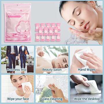 Simfree 100PCS Compressed Towel,Disposable Face Compressed Towel,Disposable Portable Face Towel Mini Tablets Cotton Coin Tissue for Travel,Camping,Hiking,Sports, Home Compressed Hand Wipes(Pink)