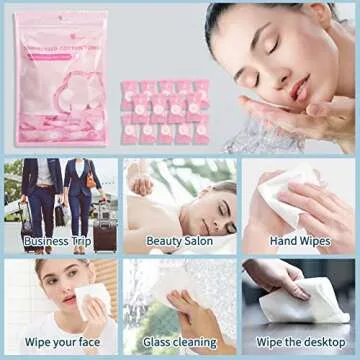 Simfree 100PCS Compressed Towel,Disposable Face Compressed Towel,Disposable Portable Face Towel Mini Tablets Cotton Coin Tissue for Travel,Camping,Hiking,Sports, Home Compressed Hand Wipes(Pink)