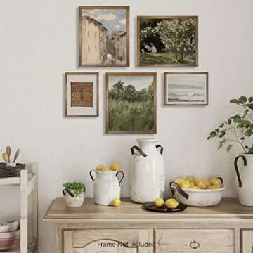 Vintage Farmhouse Botanical Wall Decor | Landscape Neutral Portrait Wall Art for Boho French Country Kitchen Bathroom Bedroom Picture Poster Print I Flower Room Decor Aesthetic Cottagecore Plant 5 Set