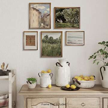 Vintage Farmhouse Botanical Wall Decor | Landscape Neutral Portrait Wall Art for Boho French Country Kitchen Bathroom Bedroom Picture Poster Print I Flower Room Decor Aesthetic Cottagecore Plant 5 Set