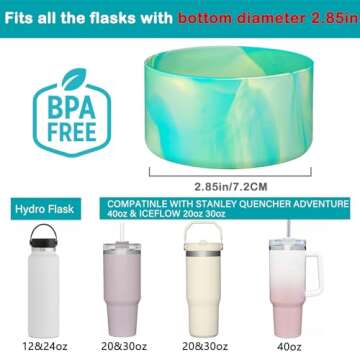 HEYSKAY 2pcs Protective Flask Silicone Boot Base for Stanley Quencher Adventure 40oz & Stanley IceFl...