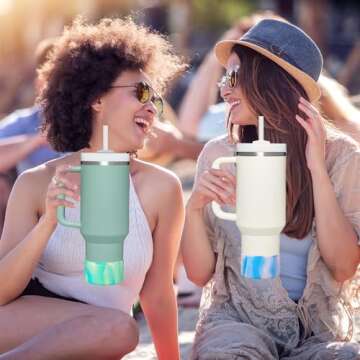 HEYSKAY 2pcs Protective Flask Silicone Boot Base for Stanley Quencher Adventure 40oz & Stanley IceFlow 20oz 30oz Tumbler, and Compatible with 12-24oz Hydro Sport Water Bottles,Yeti and More