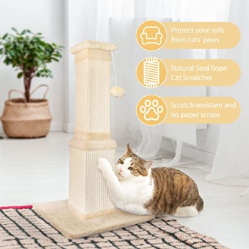 AGYM Cat Scratching Post for Indoor Cats - 32 Inch Scratch Tower