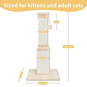 AGYM Cat Scratching Post for Indoor Cats - 32 Inch Scratch Tower
