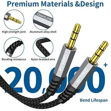 Quality 2 Pack AUX Cable - Hi-Fi Sound & Durable Design
