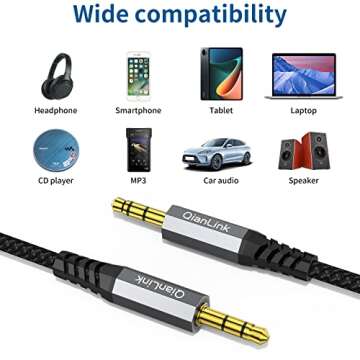 Quality 2 Pack AUX Cable - Hi-Fi Sound & Durable Design