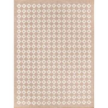 Jenni Yolo Home Mae Area Rug - 5'3" x 7' Rectangle in Tan, Stain Resistant, Non-Shedding, Easy to Cl...