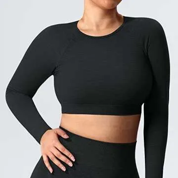 YEOREO Seamless Long Sleeve Crop Gym Shirts for Women