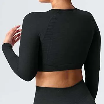 YEOREO Seamless Long Sleeve Crop Gym Shirts for Women