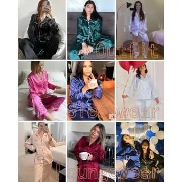 Ekouaer Silk Pajamas for Women Classic Button Down Satin Pajama Sets Long Sleeve Lounge Set