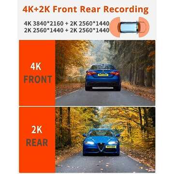 Kingslim D4PRO Dash Cam Front and Rear - 4K + 2K Dual Car Dashcam with WiFi GPS Dash Camera, Optiona...