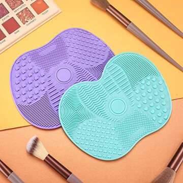 HexinYigjly Silicone Makeup Brush Cleaning Mats - 2 Pcs