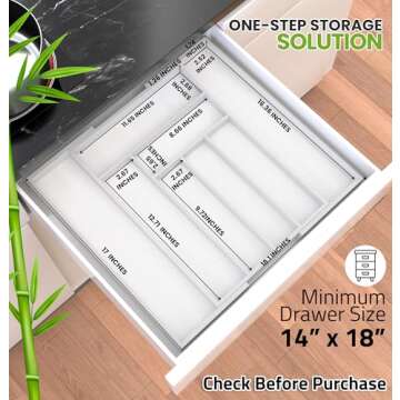Utopia Kitchen Silverware Organizer, Expandable Bamboo Utensil Drawer Organizer, Kitchen Drawer Orga...