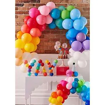 100Pcs Rainbow Party Balloon Garland & Arch Kit-100pcs Latex Balloons, 16 Feets Arch Balloon Decorating Strip for Baby Shower Birthday Wedding Party Backdrop