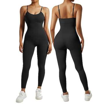 OMKAGI Women Strappy Backless One Piece Jumpsuits Seamless Tummy Control Workout Romper
