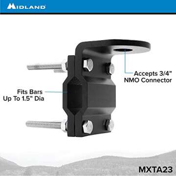 Midland MXTA23 Roll Bar Mount - Universal Antenna Solution