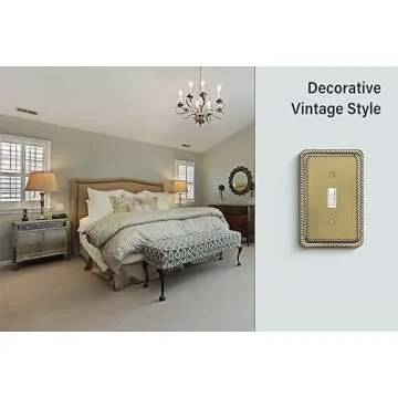 Henne Bery Rope Edge Decorative Wall Plate Switch Plate Outlet Cover (Single Toggle, 2 Pack, Antique Brass)
