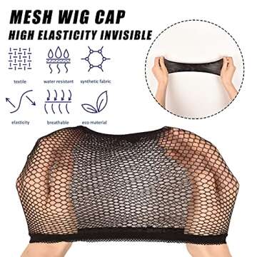 Smilco Wig Caps, 10 Pieces Black Mesh Wig Cap Net, Weaving Hair Net, Fishnet Wig Cap for Women, Men, kids, Wig Caps for Halloween, Cosplay