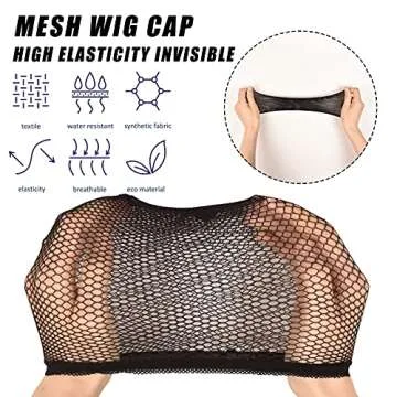 Smilco Wig Caps, 10 Pieces Black Mesh Wig Cap Net, Weaving Hair Net, Fishnet Wig Cap for Women, Men, kids, Wig Caps for Halloween, Cosplay