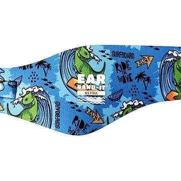EAR BAND-IT Ultra Swimming Headband - Best Swimmer's Headband - Keep Water Out, Hold Earplugs in - Doctor Recommended - Secure Ear Plugs - Invented by ENT Physician (Medium (ages 2 to 7yrs) Surf Dino)