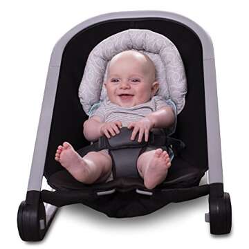 Boppy Head Support—Noggin Nest | Mint and Gray Elephants | with Pressure Relieving Cutout | for 3- or 5-Point Harness | 0-4 Months | for Bouncers, Strollers and Swings