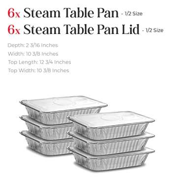 Disposable Chafing Dish Buffet Set, Food Warmers for Parties, Catering Supplies Buffet Display, Complete 39pc, Half Size Single Pan, Warming Trays (6 Pack)