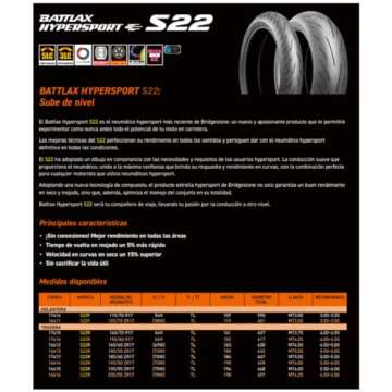 Bridgestone Battlax Hypersport S22 Front Tire (120/70ZR-17)