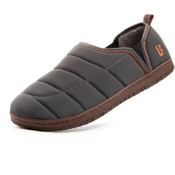 LongBay Mens Outdoor Slippers Two Tone Memory Foam Slip On Indoor House Shoes Loafers Grey, 10