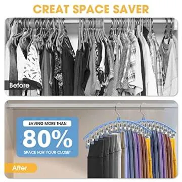 Upgrade Skirt Pants Hangers with Clips, Metal Pants Legging Organizer for Closet Holds 30 Leggings/S...