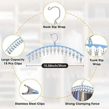 Upgrade Skirt Pants Hangers with Clips, Metal Pants Legging Organizer for Closet Holds 30 Leggings/Shorts/Jeans/Skirts Pants Hangers Space Saving Hanging Closet Organizers Shorts Hangers, Blue 2Pack