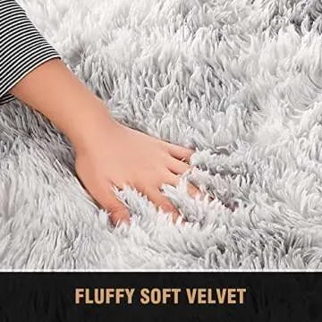 LFHHT Fluffy 5x7 Shag Area Rugs for Bedroom, Plush Fuzzy Shaggy Carpet Rugs for Living Room Classroom Nursery Home Decor, Tie-Dyed Light Grey Anti-Skid Rugs for Kids Girls Boys