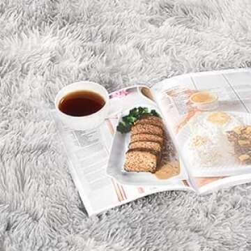 LFHHT Fluffy 5x7 Shag Area Rugs for Bedroom, Plush Fuzzy Shaggy Carpet Rugs for Living Room Classroom Nursery Home Decor, Tie-Dyed Light Grey Anti-Skid Rugs for Kids Girls Boys