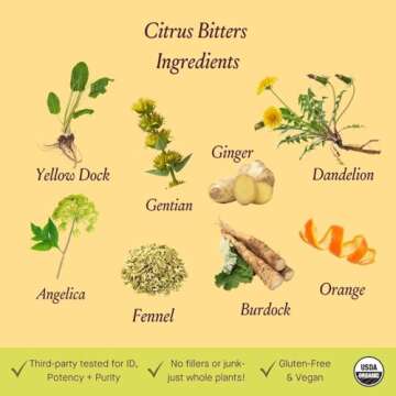 Urban Moonshine Citrus Bitters - Certified Organic - Bloating Relief* - Supports Liver Function & Appetite Regulation* - Gentle Detox* - Digestive Bitters - Gluten Free Herbal Supplement - 2 Fl Oz