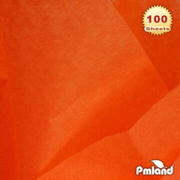 PMLAND Premium Quality Orange Tissue Paper - 100 Sheets (20 x 15 Inches) Bulk for Gift Wrap Gift Bags Packaging Crafts Party Holiday Birthday Wedding Engagement Baby Shower