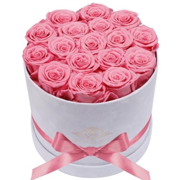 Forever Real Roses in Suede Box - 17-Piece Roses in a Box - Real Preserved Roses That Last Over a Ye...
