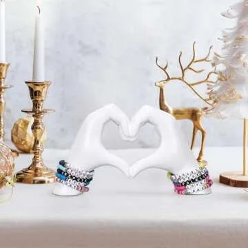 Heart Hand Sculpture, White Home Decor Aesthetics for Shelves on Coffee Table Dining Table Centerpiece, Birthday Gifts and Memorial Gifts for Women, Girlfriend Girls Mom.