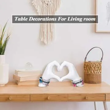 Heart Hand Sculpture, White Home Decor Aesthetics for Shelves on Coffee Table Dining Table Centerpiece, Birthday Gifts and Memorial Gifts for Women, Girlfriend Girls Mom.