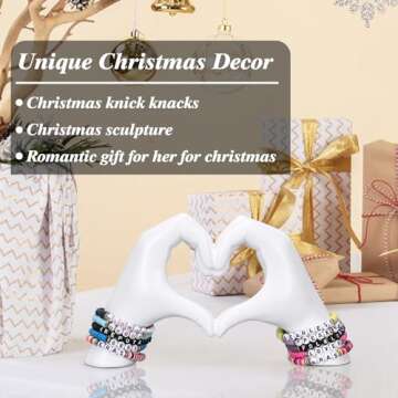 Heart Hand Sculpture, White Home Decor Aesthetics for Shelves on Coffee Table Dining Table Centerpiece, Birthday Gifts and Memorial Gifts for Women, Girlfriend Girls Mom.