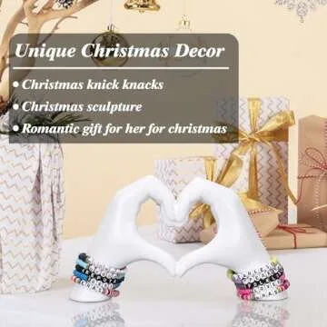 Heart Hand Sculpture, White Home Decor Aesthetics for Shelves on Coffee Table Dining Table Centerpiece, Birthday Gifts and Memorial Gifts for Women, Girlfriend Girls Mom.