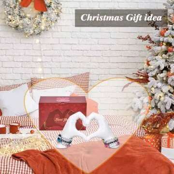 Heart Hand Sculpture, White Home Decor Aesthetics for Shelves on Coffee Table Dining Table Centerpiece, Birthday Gifts and Memorial Gifts for Women, Girlfriend Girls Mom.