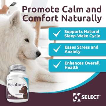 K9 Select Melatonin for Dogs - Calming Aid Tasty Dog Supplement - Helps Overall Health with Quiet Mo...