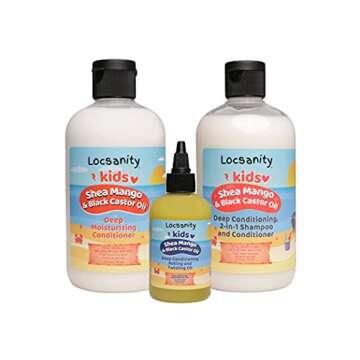 Locsanity Kids Shea Mango & Black Castor Oil Loccare/Haircare Bundle - Complete Hair Care For Kids