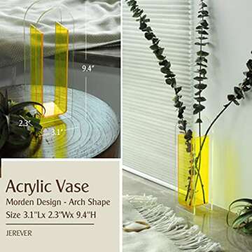 Acrylic Vase,Wedding Centerpieces, Home Decorations,Arch Shape Vase Modern Design (Yellow)