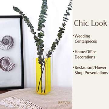 Acrylic Vase,Wedding Centerpieces, Home Decorations,Arch Shape Vase Modern Design (Yellow)